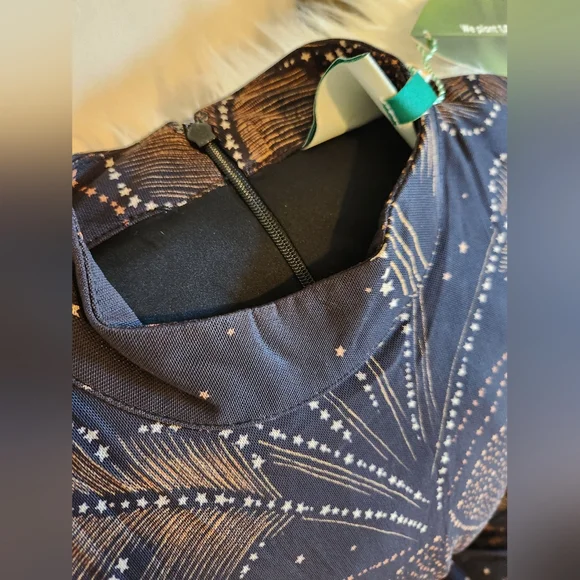 Farm Rio Black Golden Foliage Tulle Midi Dress - Picture 7 of 15